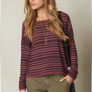 PrAna Burgundy Striped Sweater Whitley Organic Cotton Sweater